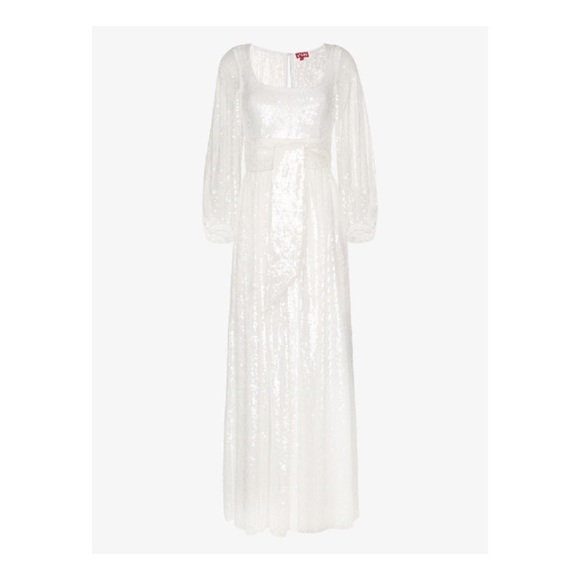 STAUD White/Pearl Sequin Balloon Sleeve Maxi - Picture 14 of 14